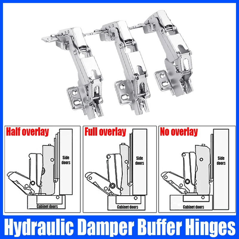 

1PCS Silent Cabinet Door Hinges Hydraulic Damper Buffer Hinges 175 Degree Cabinet Hinges For Cupboard Wardrobe Furniture