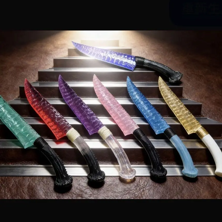 

Hot Sale 1:1 Replica Resin Gemstone Knife Ornament Hand-Forged Antler Texture Desk Decor Collectible Gift for Hobbyists