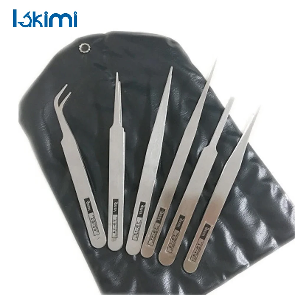 

Precision Stainless Steel Tweezers Set 6Pcs – Bent and Straight Tweezers for Industrial Repair Tools LK-AA14