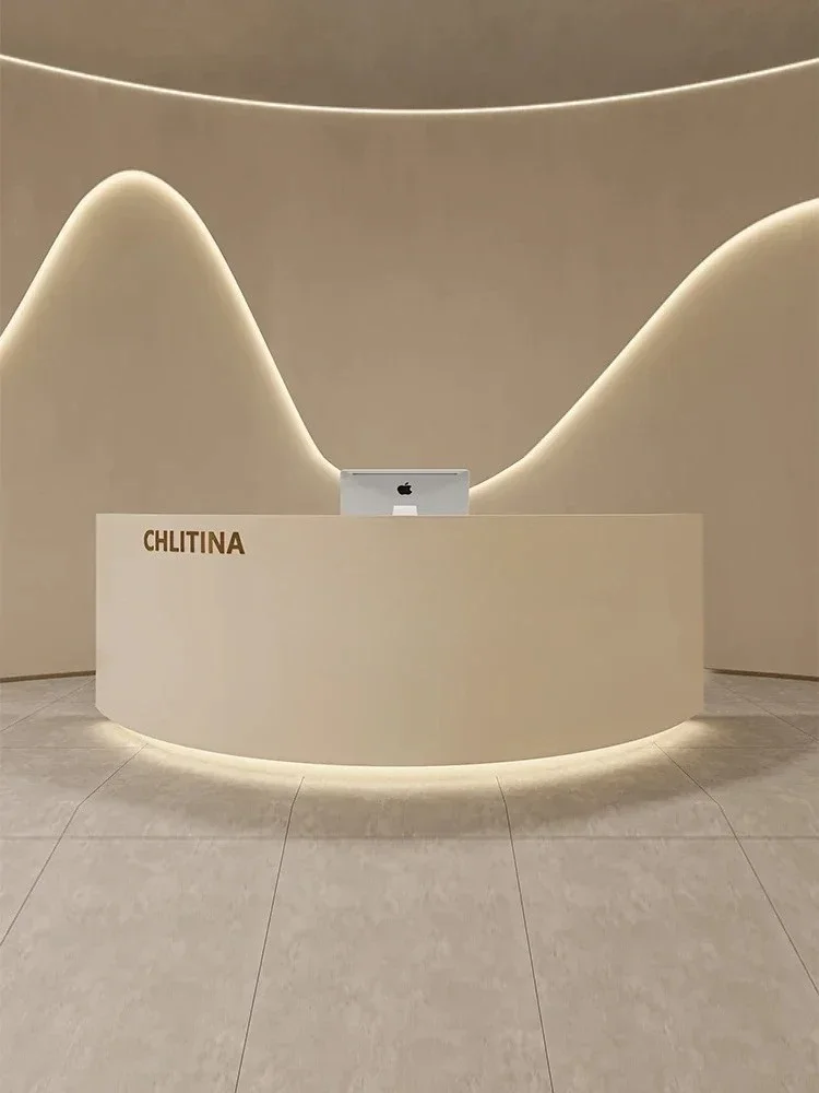 02Simple Beauty Salon Arc Semicircle Bar Clothing Store Cashier Reception Reception Table