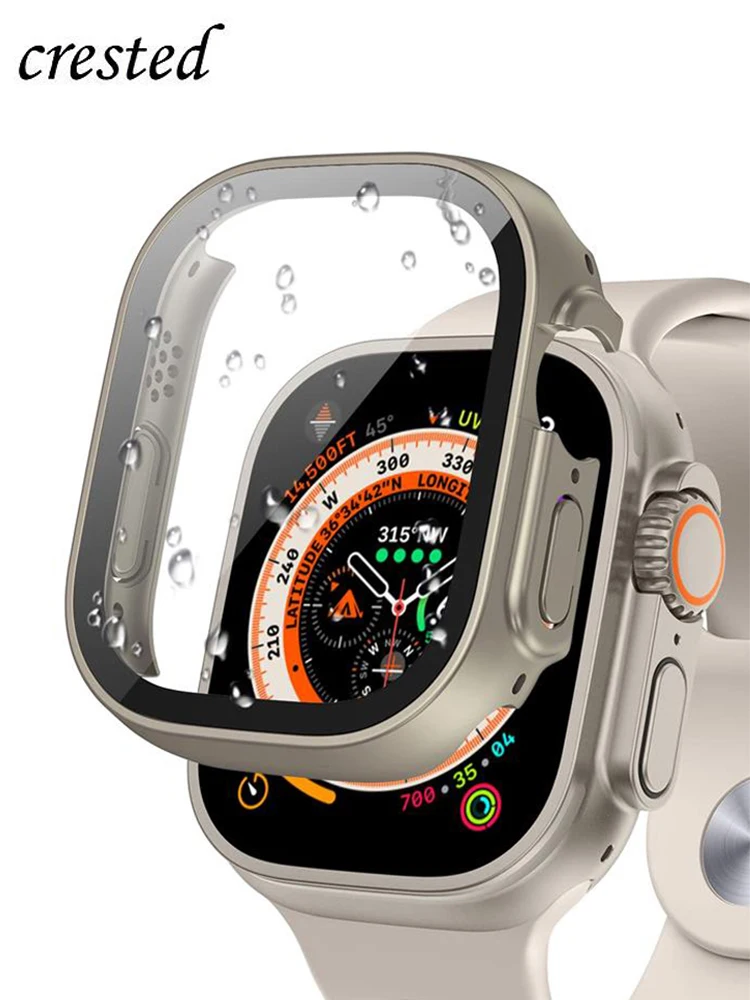 Funda impermeable para Apple Watch, Protector de pantalla Ultra, cubierta de borde recto de 49mm, iWatch series 8 SE 7 4, 45mm, 41mm, 44mm, 40mm