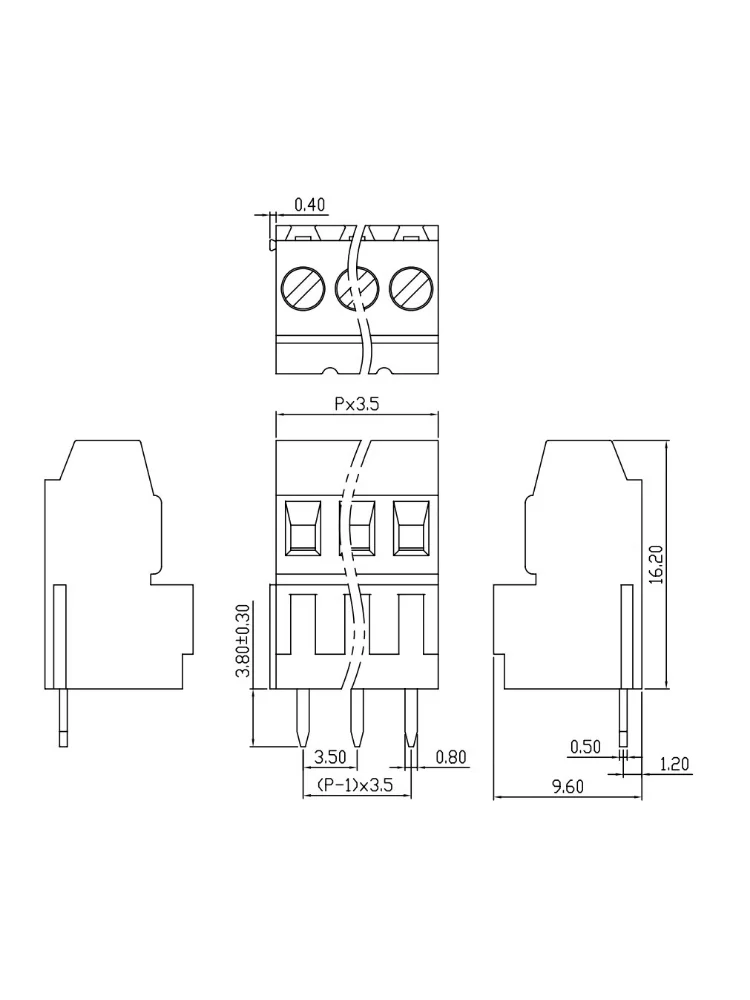 10pcs Screw type PCB wiring terminal K128H-3.5mm KF128H-3.5 high position splicing