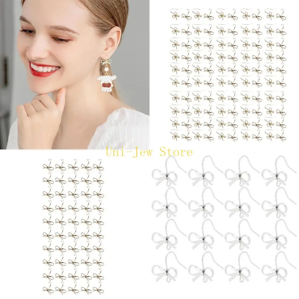 

40GB Beginners Jewelry Making 50 Gold Silver Sturdy Alloy Bowknot Tie Earring Findings with Secure Ear Nut for Daily Use