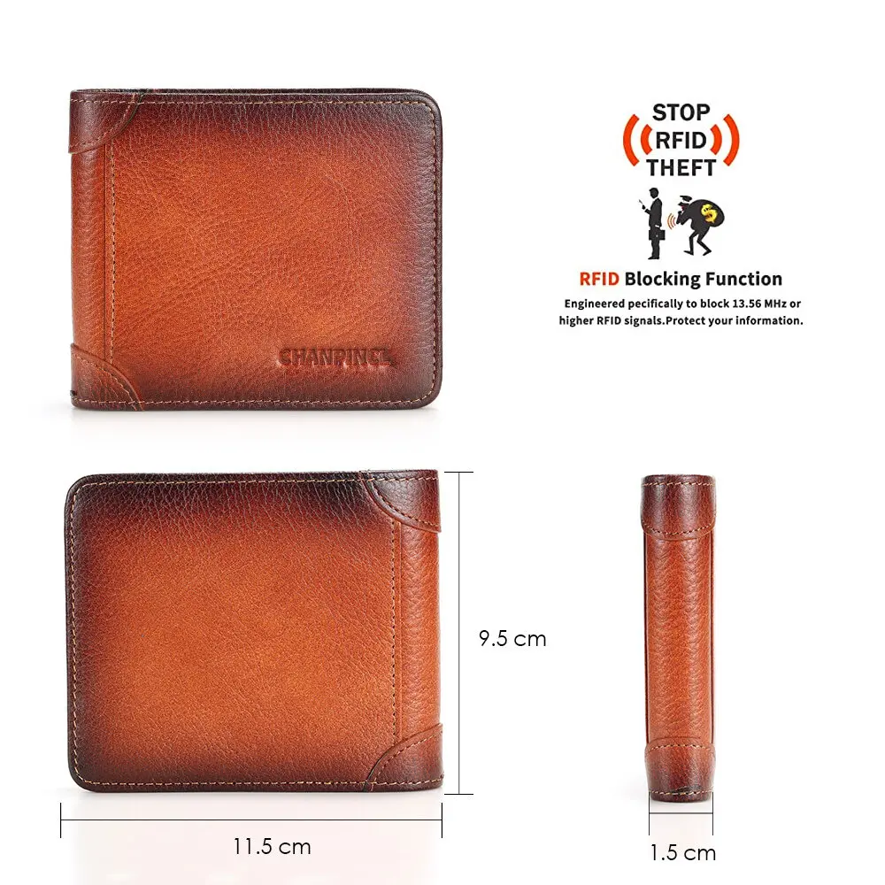 【Genuine Cow Leather】CHANPINCL Brand Men's Wallet Luxury Short Tri-Fold First Layer Cowhide Purse Business Horizontal Fashion