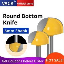 VACK 6mm Shank Round Ball Nose 목재 커터 코브 밀링 엔드 밀 반경 코어 박스 솔리드 카바이드 라우터 비트 CNC 공구 3.175mm 25mm