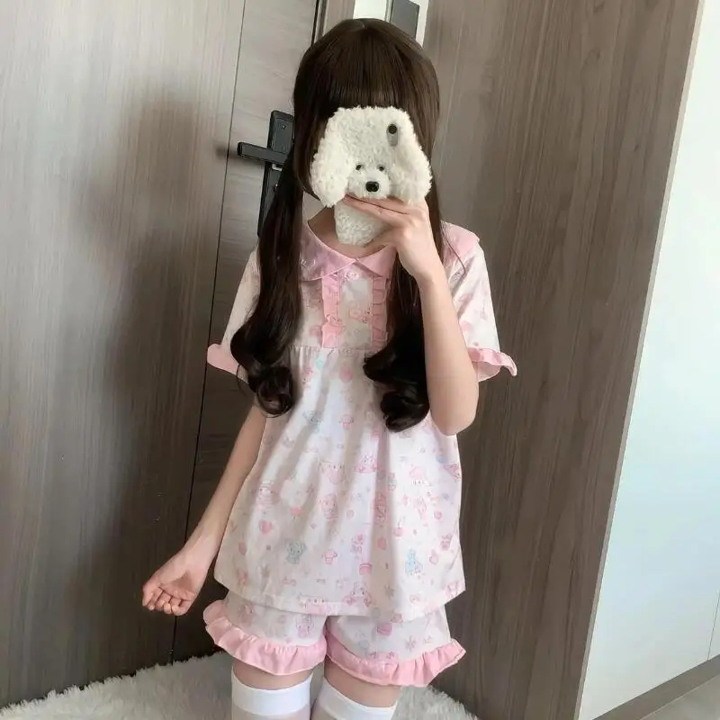 Pajamas My Melody Girls Summer New Sanrio Short Sleeve Shorts Student Home Clothes Set Cute Can Be Weared Sweet Cartoon Gentle