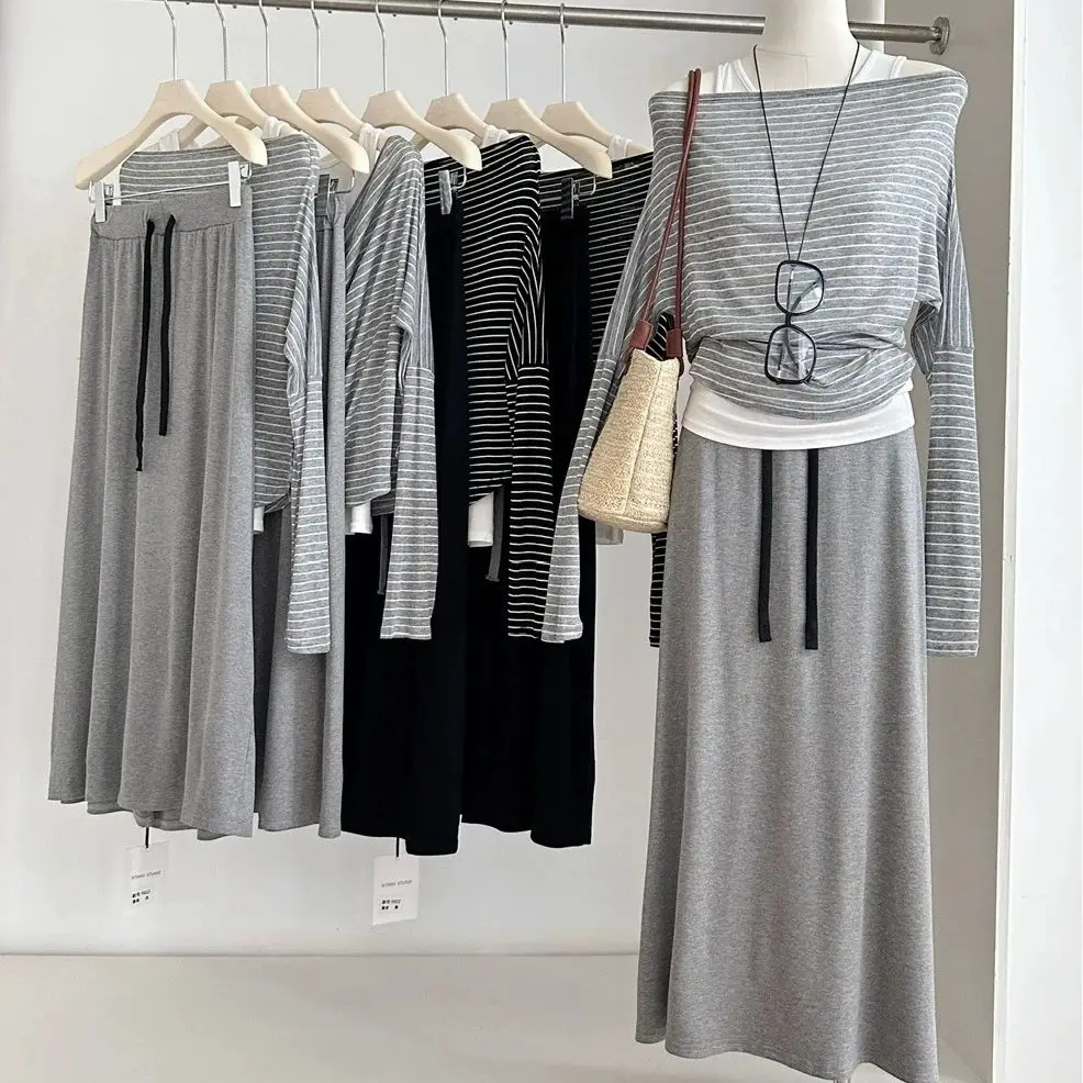 

2025 Summer Pure Desire Fashion Set Women's Design Irregular long sleeve 3 pcs Set