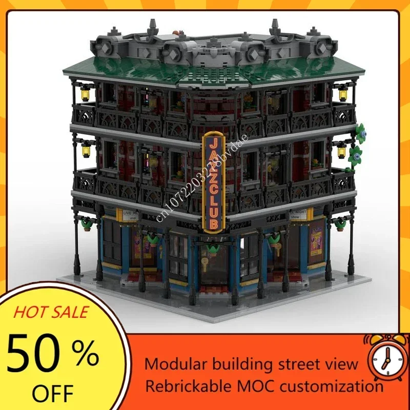 3493PCS New Orleans Jazz Club Modular MOC Creative street view Model Building Blocks Architecture