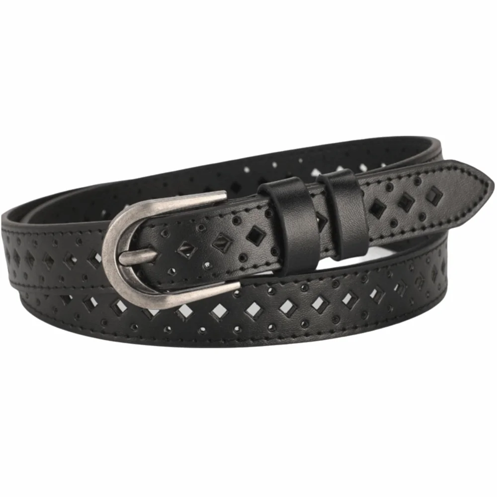 Fashion PU Leather Women's Waist Belt Hollow Cutout Adjustable Slim Leather Belt Cutout Waist Belt Daily Outfits