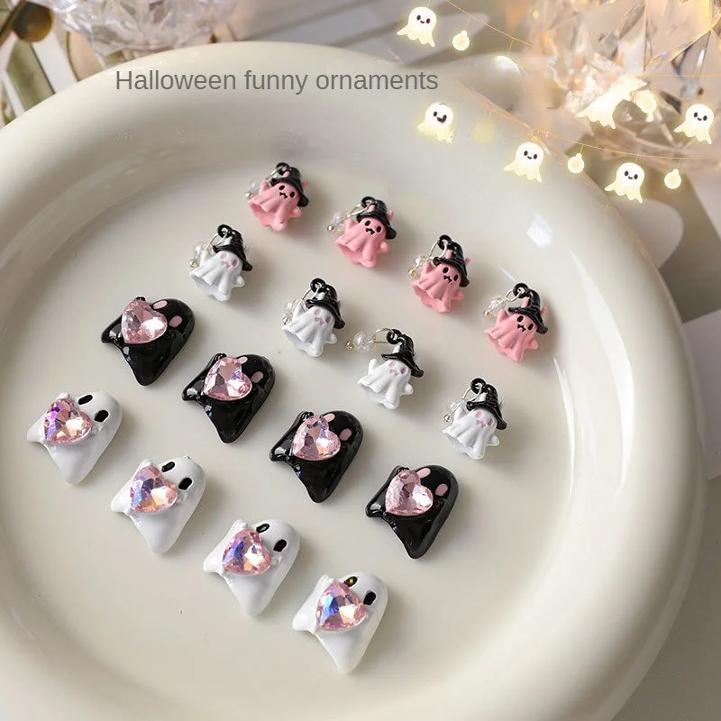 20/10/5/3/1PCS New Halloween Nail Art Decoration Funny Cute Little Ghost Is Not Easy To Drop Nail Art Accessories Halloween