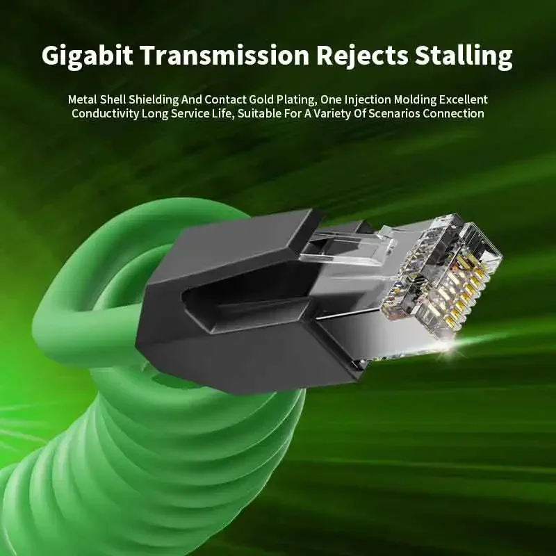 Industrial 8Pin RJ45 Network Cable Retractable Spiral Signal Wire RJ45 to Cat6A Gigabit Towing Chain Double Shielded Spring Line