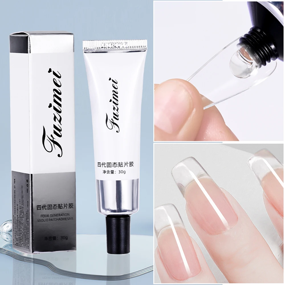 30g Solid Nail Tips Gel Glue Strong Fake Nails Rhinestones Strong Adhesive Nail Glue Gel For Manicure Bond Uv Nail Extension Gel