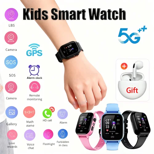 2026 reloj inteligente para niños 5G ubicación GPS videollamada tarjeta Sim SOS cámara infantil actualización impermeable 2025 para niños niñas agregar auricular