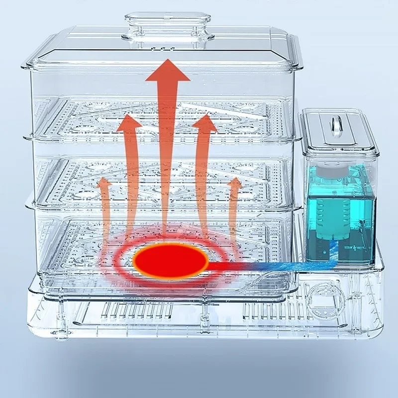 Vaporizador doméstico multifuncional de três camadas, grande capacidade, tanque de água externo, fogão a vapor automático