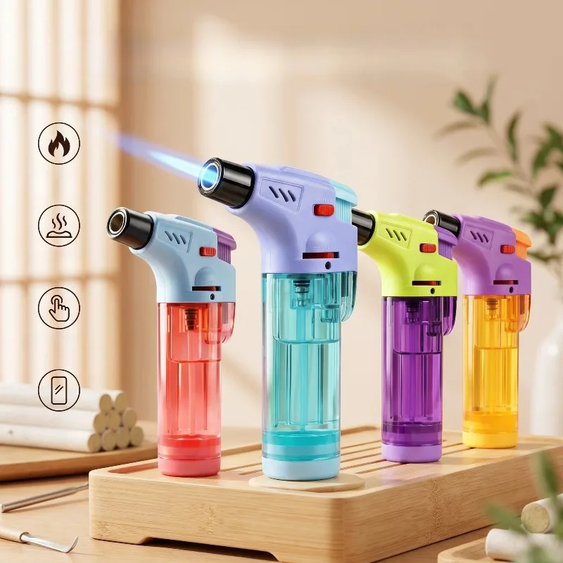 2026 New Windproof Creative Lighter Direct Gas Igniter Point Moxa Stick Cigar Baking Small Spray Gun