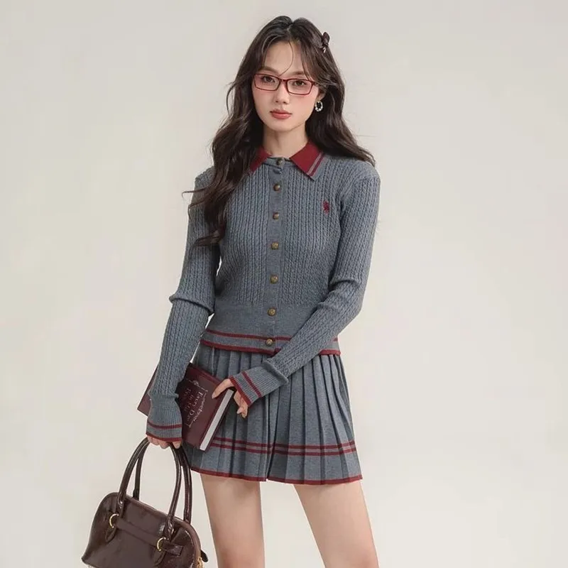 

신상투피스 Women Golf Clothing Luxury Brand Golf Suits Korean Mini Skirt +Golf Knit Top Women Golf Wear 2024 Autumn New Two Piece Set