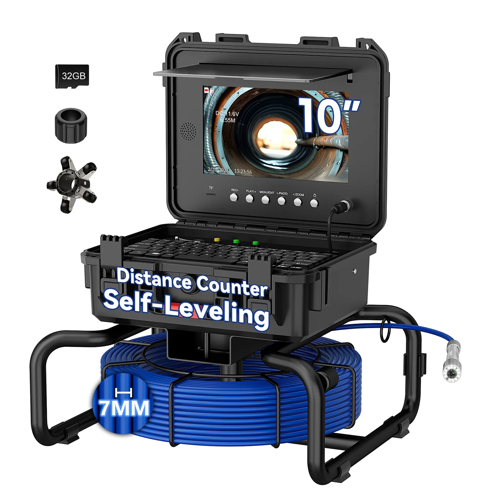 10 IPS AHD 1080P Sewer Auto Self Leveling 512Hz Locator Meter Counter Keyboard Endoscope