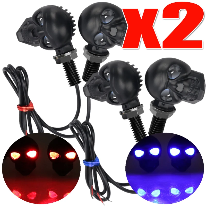 

LED Skull Shape Waterproof Fog Light Auxiliary Headlights for ATV Scooter Driving Racer Spotlight Dual Color Motorcycle