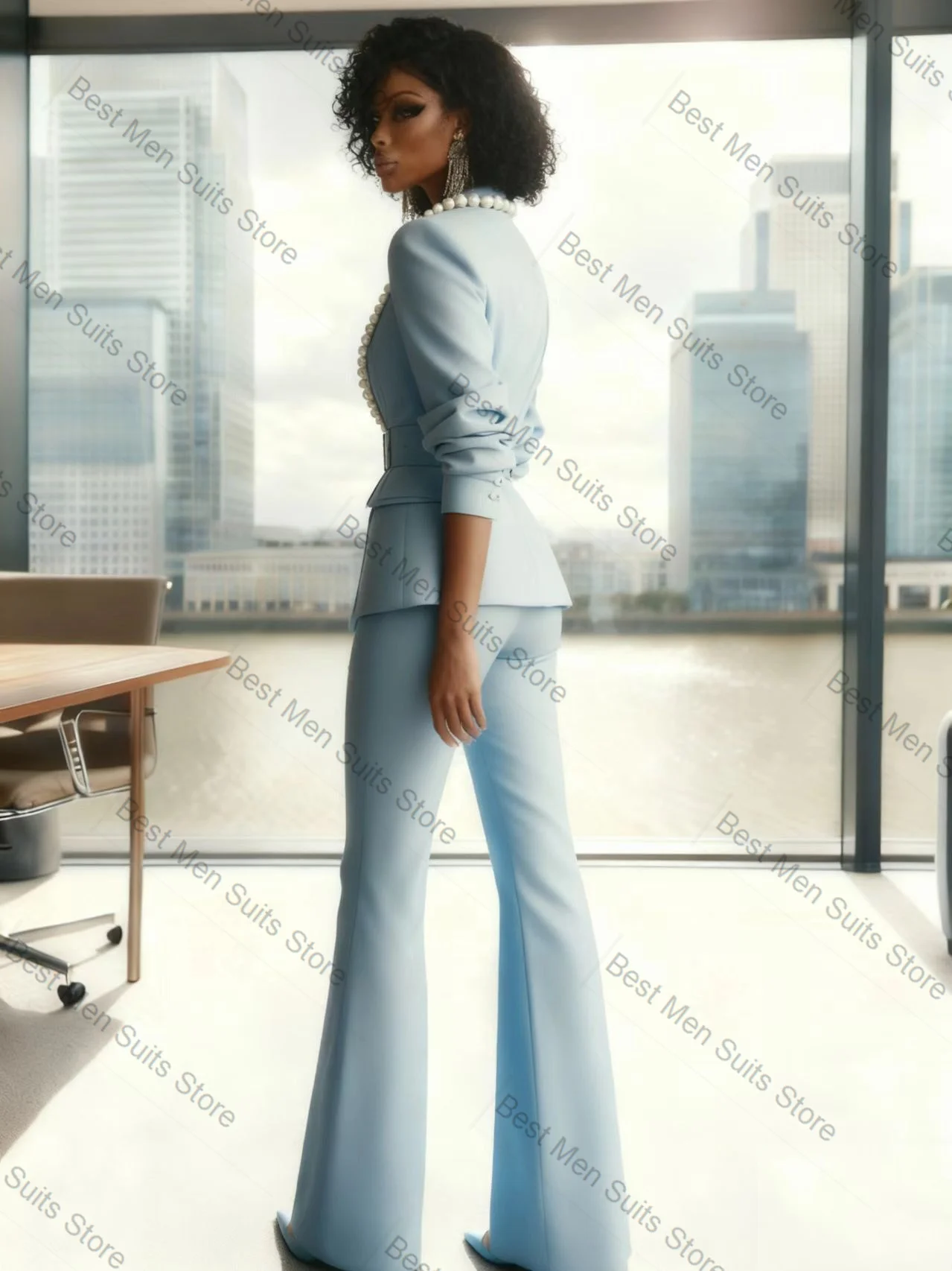 اللؤلؤ النساء البدلة مجموعة 2 قطعة السترة + السراويل بنطلون مربوط القطن مكتب رسمي سترة مخصصة الزفاف سهرة معطف الضيوف