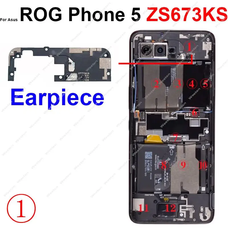 Altoparlante Telecamera posteriore Connessione NFC Scheda madre Connettore Scheda USB Ventola per impronte digitali Cavo flessibile di alimentazione