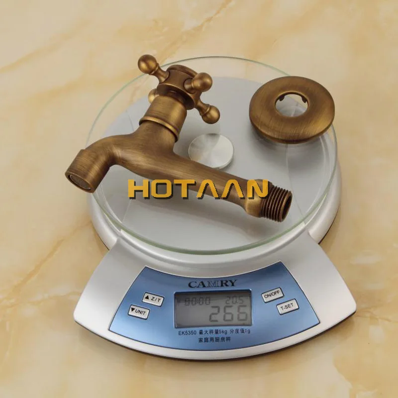 Long garden use Bibcock faucet tap crane Antique Brass Finish Bathroom Wall Mount Washing Machine Water Faucet Taps YT-5158