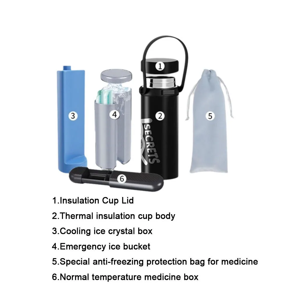 

Rechargeable Insulin Refrigerated Cup Portable Design Large Capacity Growth Hormone Refrigerator LCD Digital Display