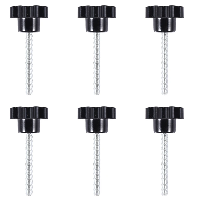 6 pcs M6 x 50 mm locking star-shaped plastic head male thread knob grip