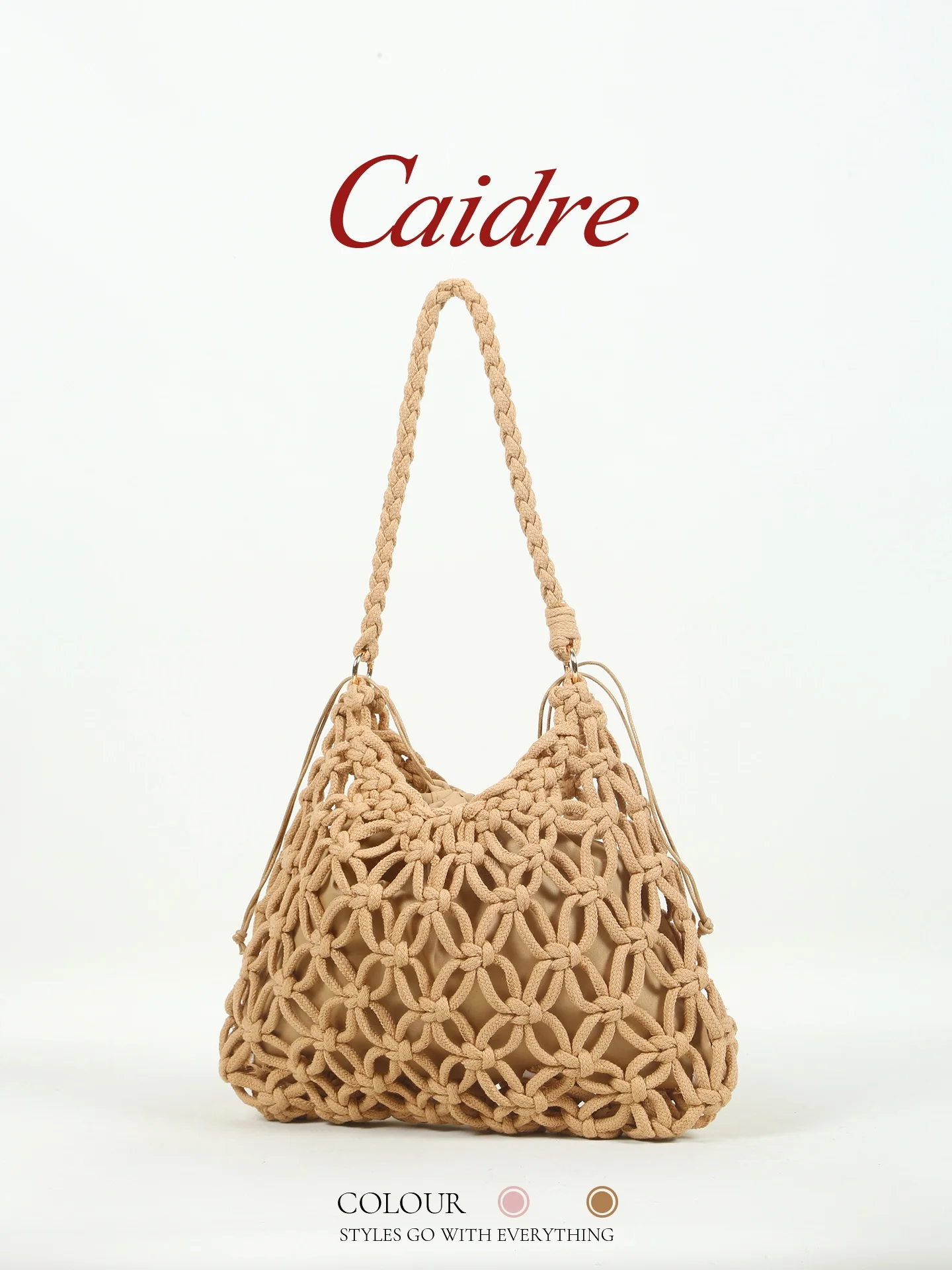 Handwoven Straw Bag Caidre Summer Large Capacity Beach Shoulder Bag Lazy Coastal Ladies Tote Bag Soft Fabric Pure Color Bag