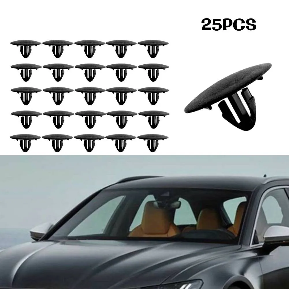 

25Pcs/Set Hood Insulation Retainer Clips Fastener For Toyota 90467-09050 Black Plastic Rivet Car Interior Accessories