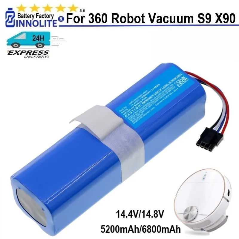 

100% New 5200mAh/6800mAh Li-ion Battery for 360 Robot Vacuum Cleaner S9 X90 X95 Accessories Spare Parts Charging Battery L70 L10