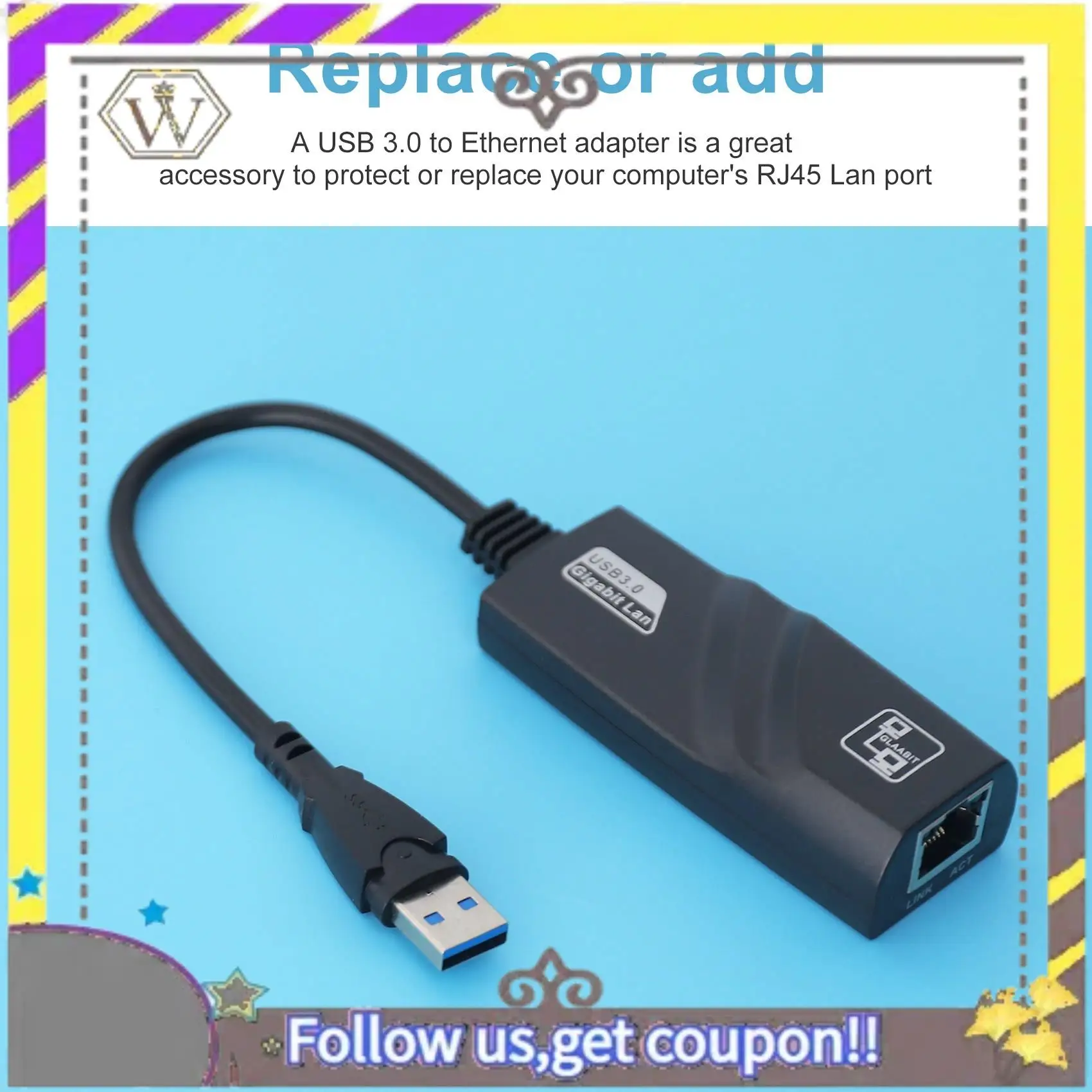 

New USB3.0 To Ethernet Adapter RJ45 Gigabit LAN 10/100/1000Mbps With Working Light For PC Laptop Windows MAC Linux