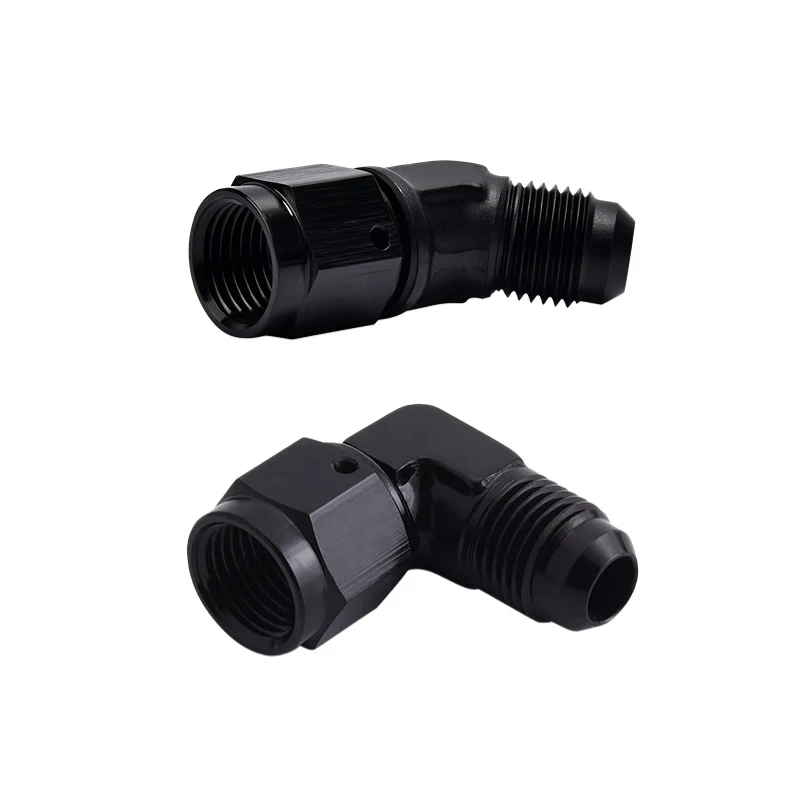 AN4 AN6 AN8 AN10 AN12 Black Female to Male 45 Degree 90 Degree Swivel Hose Fitting Adapter Aluminium