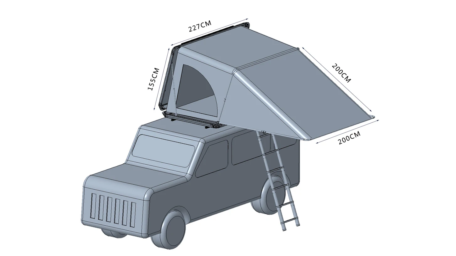 Automatic 2 Person Camping Car Rooftop Tent Rooftop Tent Hard Shell For Hiking Custom