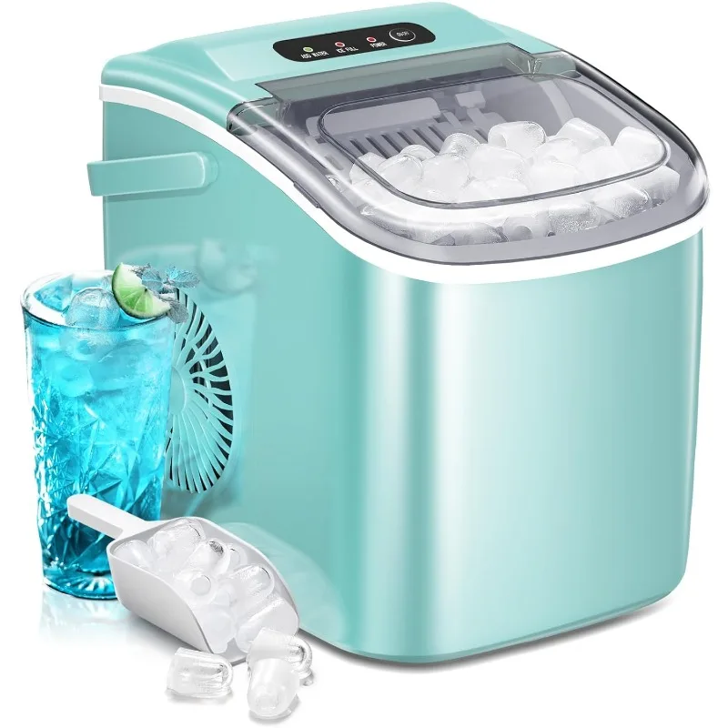 

AGLUCKY Ice Makers Countertop,Portable Ice Maker Machine with Handle,Self-Cleaning Maker, 26Lbs/24H, 9 Cubes Ready in 8