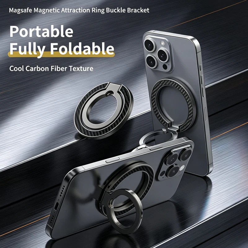 Cell Phone Dual-sided Strong Magnet Holder for Magsafe 360° Finger Ring Magnetic Stand Folding Buckle for iPhone Xiaomi Samsung