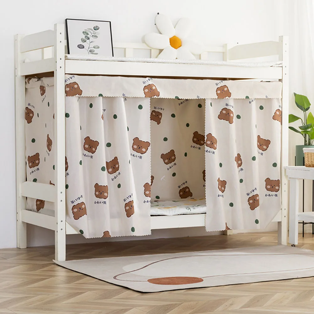 Universal Student Bed Curtain Printed Fashionable Double Door Design Curtain Easy Install Non-Fading Shaded Curtain For Dorm