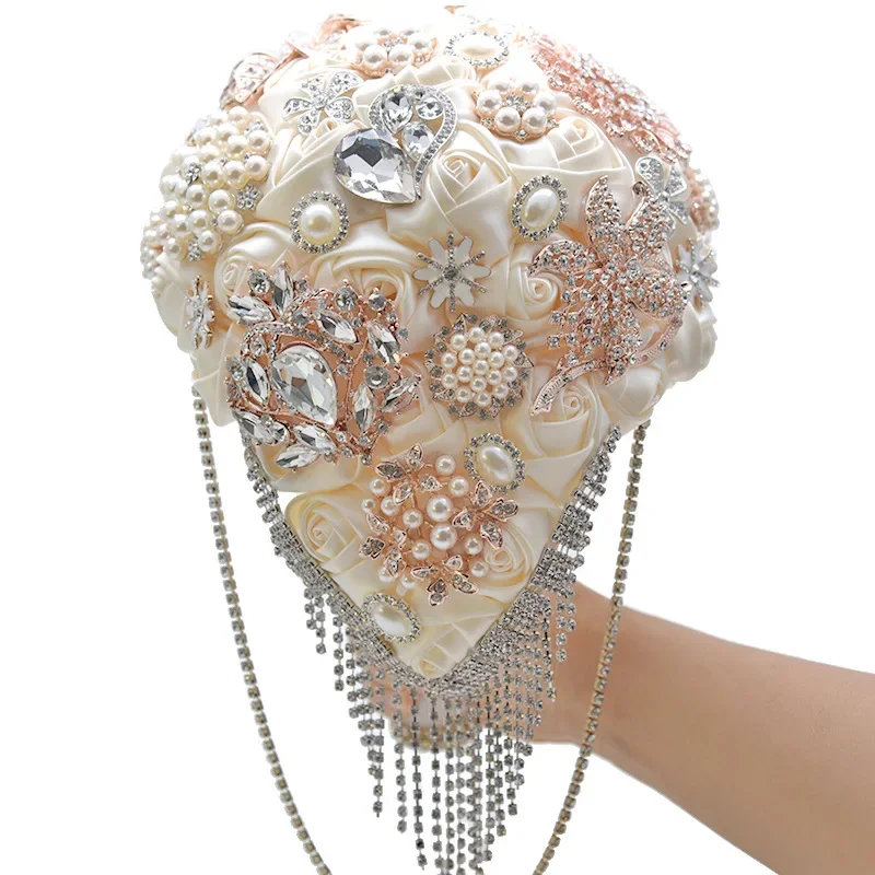 Forever love teardrop shape pearl bouquet beautiful bride bouquet wedding decoration