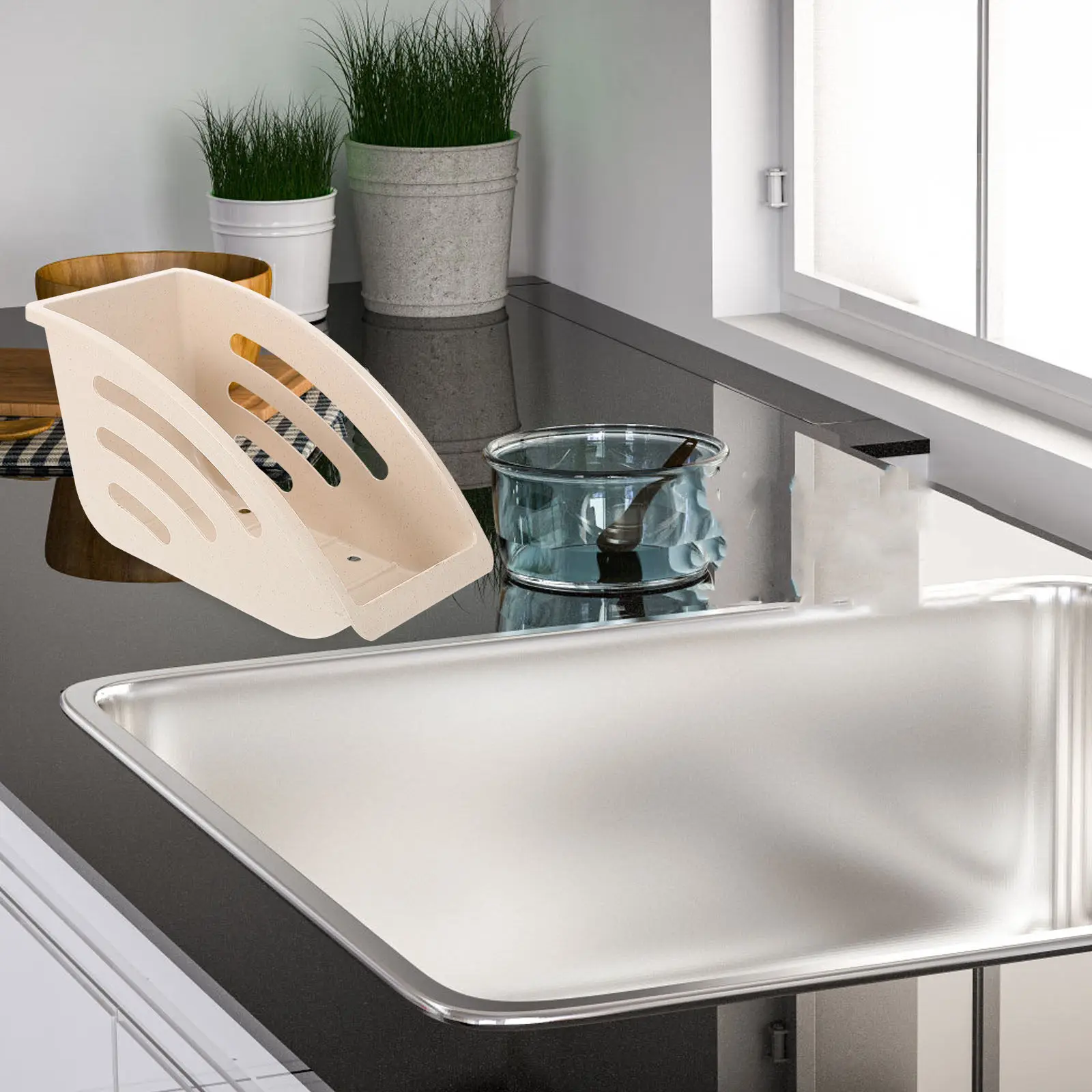 

2Pcs Kitchen Plate Draining Storage Rack Compact Organizer Bowl Chopstick Holder Drainage Holes Draining Rack