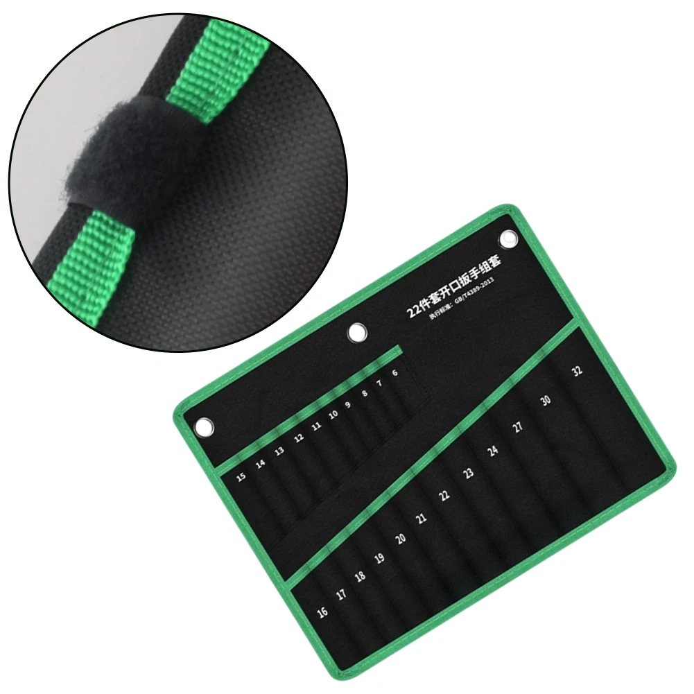 Green Oxford Cloth Roll Up Tool Pouch With 22 Slots For Wrench Screwdriver Storage Hanging Organizer For Professional Repair