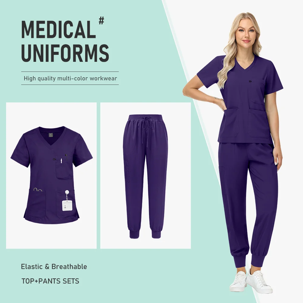 

Stretch Womens Short Sleeve Scrub Top Breathable Uniform for Doctors Nurses Surgery Room Workwear