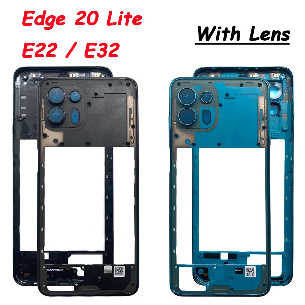 

Middle Frame For Moto E22 E32 Edge 20 Lite With Camera Glass Lens Front Housing Middle Bezel Chassis Shell Parts