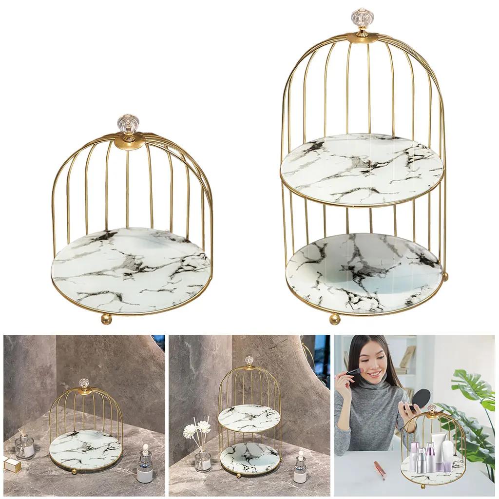 Iron Art Nordic Style Bird Cage Rack Lipstick Perfume Cosmetic Skin Care Product Storage Rack Finishing Table Rack