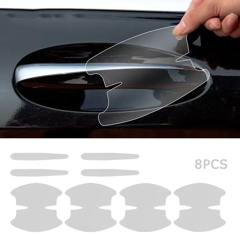 8PCS Universal Car Door Handle Bowl Scratch Protective Stickers Transparent Car Handle Anti-collision Protection Strip