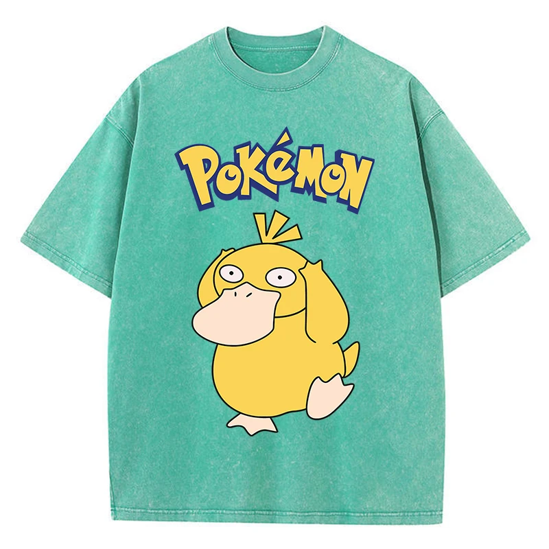 

Pokemon Psyduck Girl T-Shirts Summer American Retro Cotton T-Shirt Funny O-Neck Preppy Style Oversizedheavyweightshort Sleeved