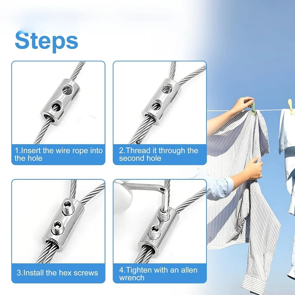 Steel Cable Clamp Set For 12 Pcs for For 1.5 2mm Wire Rope for Secure Attachment in Rigging and Clothesline Setups