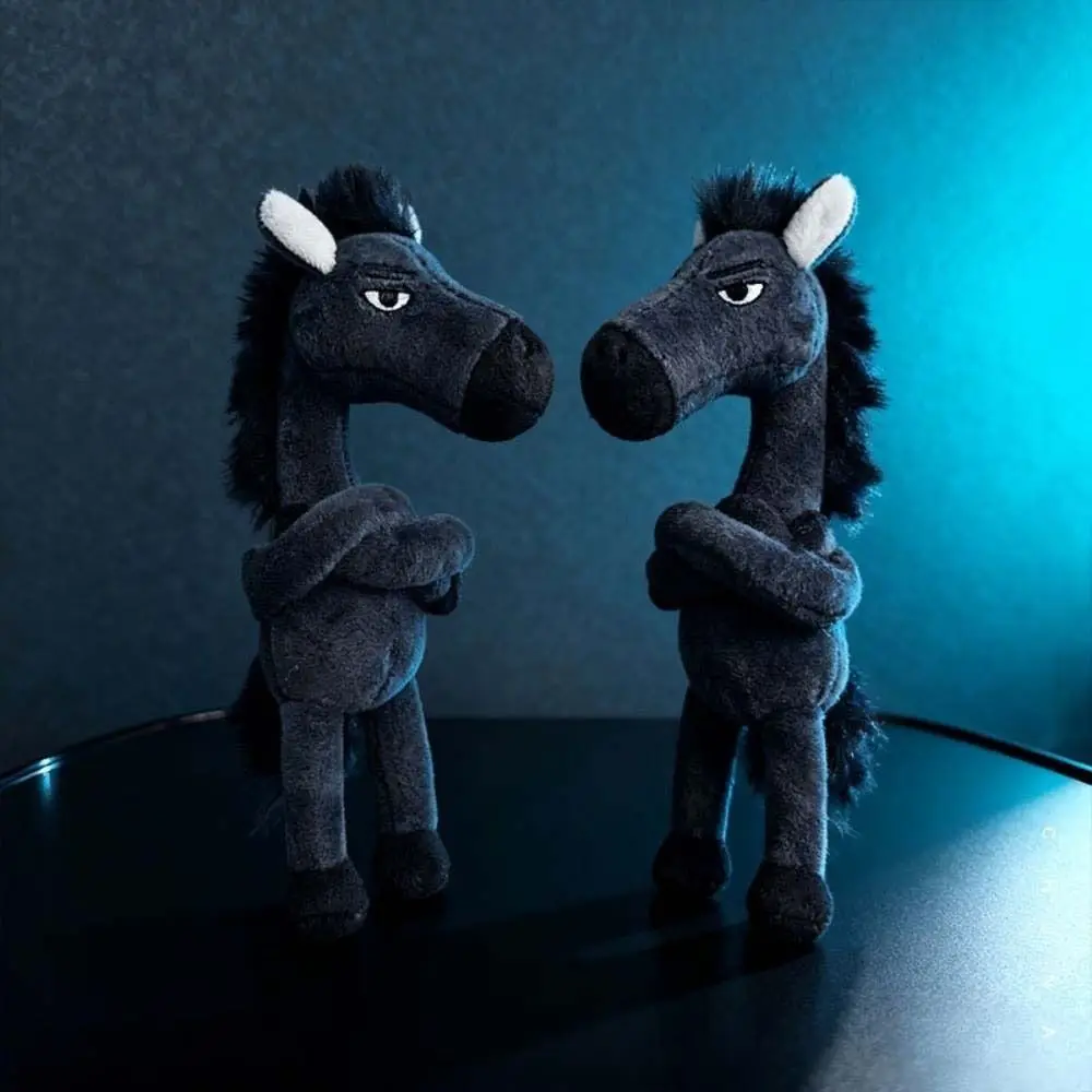 

Cartoon Simulation Horse Stuffed Toy Keychain Exquisite Craftsmanship Fantasy Style Pony Plush Doll Black Red Keyring