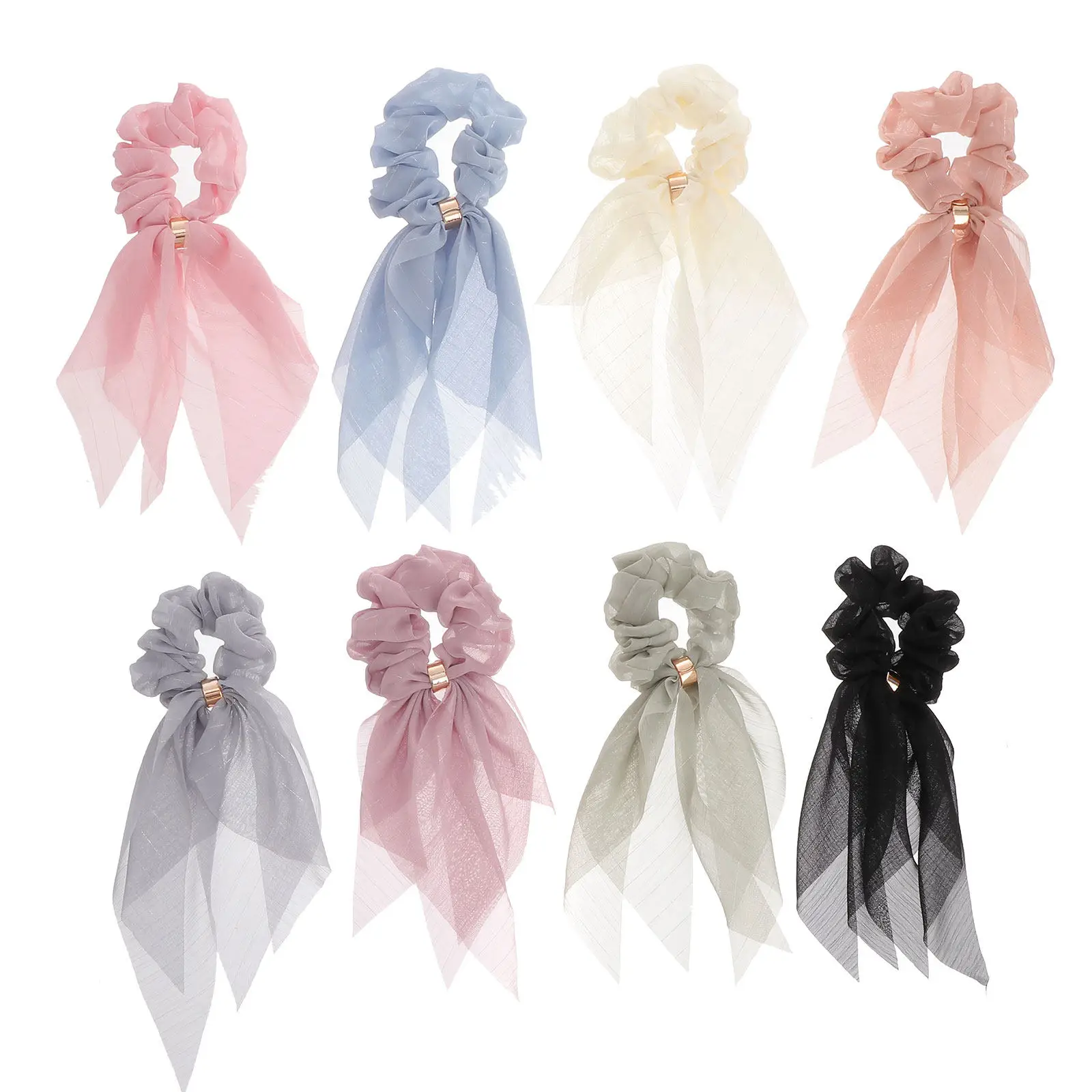 

8Pcs Ponytail Holder Solid Color Elastic Buckle Hair Tie Long Cloth Hair Rope for Women Daily Wear Gift Ponytail Holder