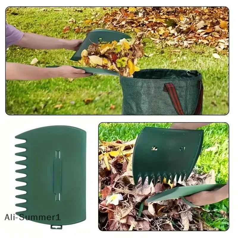 【E】Cinza de hojas de gran capacidad para jardín al aire libre, herramienta de limpieza dentada, rastrillo de mano, herramientas de limpieza de hojas de patio, rastrillo de jardinería de mano