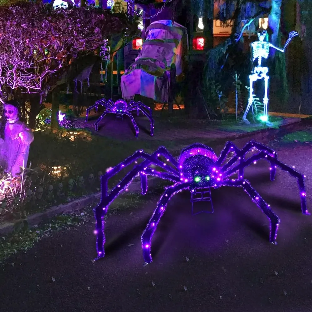 Gigante iluminar aranha com 90 LED, decorações do Dia das Bruxas, ao ar livre, decoração do Dia das Bruxas, aranha iluminada, 4.2FT