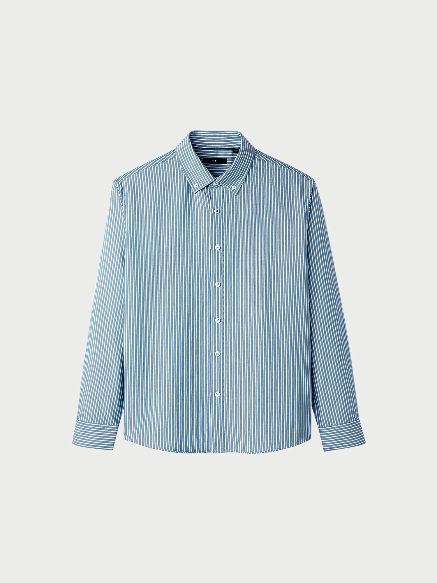 HLA Sea Home Standard Fit Long Sleeve Fleece Lined Shirt New Button Collar Stripe Pattern Men's Casual Business Shirt